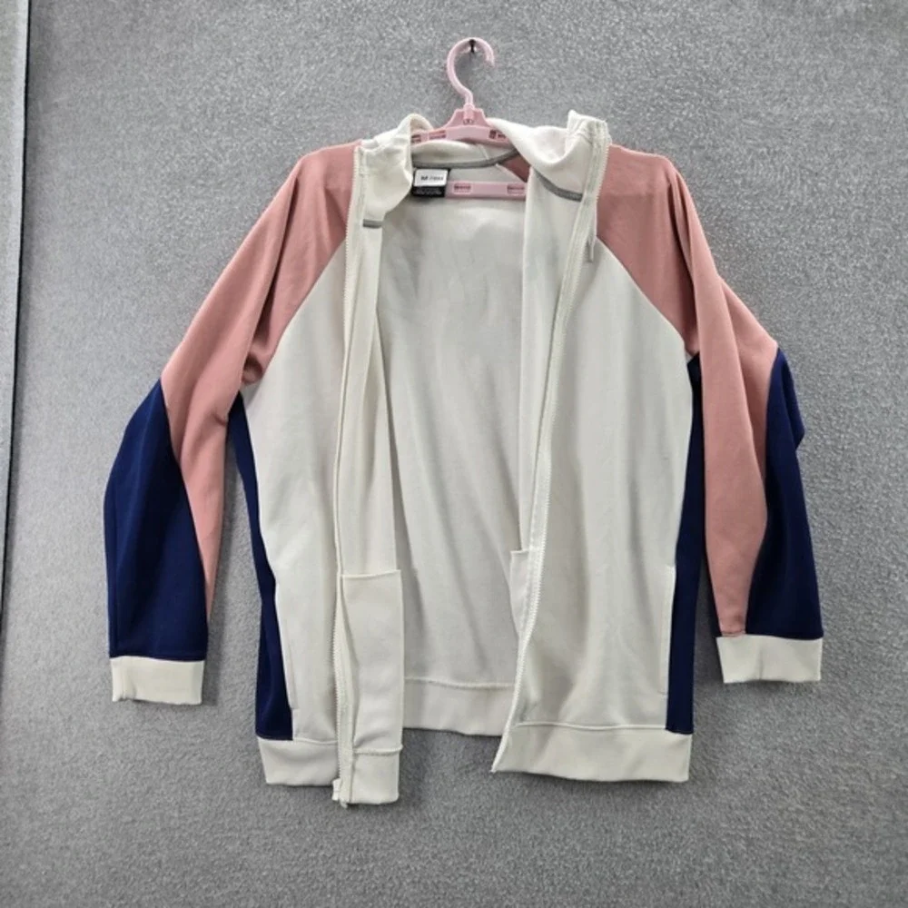 Nike Women‎  Hoodie XL White Colorblock Swoosh AR6215-133 Logo Zipper READ